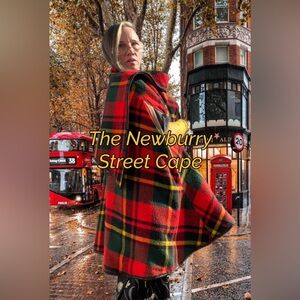 Vintage! “Newburry Street” REVERSIBLE Tartan Plaid Cape With Neck Wrap